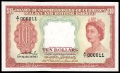 Currency Board, Ten Dollars, 21 March 1953, A/1 000011 (Pick 3a). Important early number, about uncirculated...