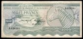 Banque D’Emission Du Rwanda Et  Du Burundi, One Thousand Francs, 15 September 1960, A 956581 (Pick 7). Good fine,...