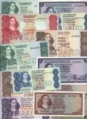 Reserve Bank, One Rand (8), Two Rand (7), Five Rand (12), Ten Rand (15), Twenty Rand (7), Fifty Rand (4), 1966-1990...