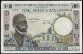 Banque Centrale, Five Thousand Francs, ND (1977), S 2817512, A, Ivory Coast, Ten Thousand Francs, 1989, S 04496193,...