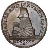 Gloucestershire, Brimscombe Port, Thames and Severn Canal Co, Halfpenny, 1795, barge, rev. entrance to Sapperton...