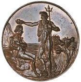 Hampshire, Portsmouth, Thomas Sharp, Halfpenny, 1797, Neptune crowning Sir John Jervis with a wreath, rev. legend in...