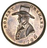Middlesex [City of London], Soho, Robert Orchard, Jacobs’ Farthing, 1796, bust left in hat, rev. ro cypher, edge...