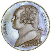 Middlesex [City of London], Soho, Isaac Swainson, Ponthon’s Halfpenny, bust left, rev. robed female dropping herbs...