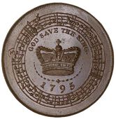 Middlesex [City of London], Strand, William Forster, Halfpenny, 1795, crown encircled with the sheet music to God...