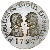 Middlesex [City of London], West Smithfield, Richard Harrison, Denton’s Farthing, 1797, two male busts vis-à-vis,...