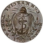 Middlesex [City of London], West Smithfield, Thomas Prattent, Halfpenny, 1796, anchor in shield, cap of Liberty...