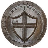 Middlesex [City of London], Uncertain locality, Peter Anderson, Jorden’s Halfpenny, 1795, City arms, domine dirige...