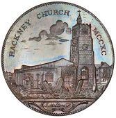 Middlesex [Greater Metropolitan area], Hackney, David Rebello, Milton’s Penny, 1796, church, rev. figure of Time...