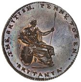 Middlesex [Specious and Collectors’], Skidmore’s British Penny, 1797, Britannia seated right, rev. twr cypher,...
