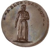 Middlesex [Specious and Collectors’], Spence’s mule Halfpenny, Bluecoat boy standing right, rev. Westminster...