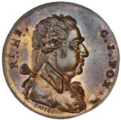 Middlesex [Specious and Collectors’], Spence’s mule Halfpenny, bust of Charles Fox right, rev. tree supporting...