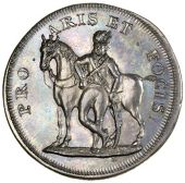 Suffolk, Hoxne and Hartsmere, Thomas Tallant, Proof ‘Penny’, 1795, in silver, yeoman leaning against horse, rev....