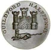 Surrey, Guildford, Prattent’s Halfpenny, arms, rev. Bishop Blaize facing, edge plain, large [31mm] flan, 11.02g/6h...