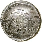 Sussex, Brighton, Skidmore’s mule Halfpenny, view of the Bastille, rev. ships and military trophies, edge plain,...