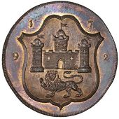 Norfolk, Norwich, John Harvey, Halfpence, 1792 (10), lion’s tail with tuft (5), harvey edge (4), 11.52g/12h (DH...