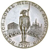 Norfolk, Norwich, Norwich Loyal Military Association, 1797, a copper medal, unsigned, soldier bearing arms in front...