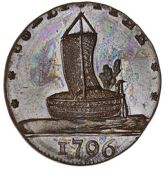 Northumberland, Newcastle-upon-Tyne, Spence’s mule Farthing, from the same obv. die as previous, rev. kneeling...