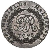 Northumberland, North Shields, ‘Denton’s’ [probably Skidmore’s] mule Halfpenny, from the same rev. die as...