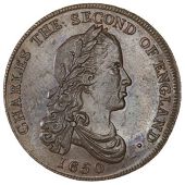Shropshire, Boscobel, Westwood’s Halfpenny, bust of Charles II right, rev. oak-tree, edge payable at cronebane...