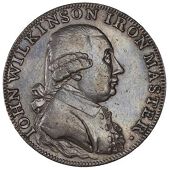 Shropshire, Willey and Snedshill, John Wilkinson, Three Shillings and Sixpence, 1788, in silver, bust right, rev....