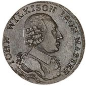 Shropshire, Willey and Snedshill, John Wilkinson, imitation Halfpence, 1792 (22), revs. barge (2), reads wilkinson,...