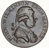 Shropshire, Willey and Snedshill, John Wilkinson, Boulton’s mule Halfpenny, bust right [die of DH 420-1], rev....