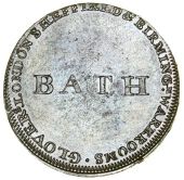 Somerset, Bath, William Glover, Lutwyche’s mule Halfpenny, from the same dies as previous, edge payable at adam...