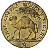 Somerset, Bath, Mary Lambe & Son, Halfpenny, 1794, in brass, camel, rev. frontal elevation of India House, edge...
