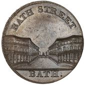 Somerset, Bath, Mary Lambe & Son, Lutwyche’s mule Halfpence (3), view of a street, revs. India House 1794, lambe...