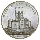 Staffordshire, Tamworth, Francis Blick, Halfpenny, 1799, church and castle, rev. fb cypher, edge plain, 14.60g/12h...