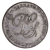 Surrey, Croydon, Daniel Garraway, Halfpence, 1797 (3), reads halfpenney payble, 7.27g/11h (DH 7), halfpenny payable...