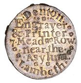 Surrey, Lambeth, Denton’s mule Farthings (3), denton engraver & printer, etc, revs. wheatsheaf and sickle between...
