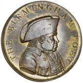 Warwickshire, Birmingham, John Freeth, Lutwyche’s Pennies (2), in copper and brass, bust right in hat, revs....