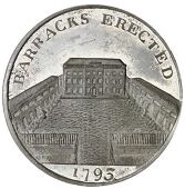 Warwickshire, Birmingham, Ottley’s Buildings, Halfpence (5), in white metal, all from the rev. die with no period...