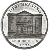Warwickshire, Birmingham, Ottley’s Churches and Chapels, Halfpence (5), in white metal, all from the rev. die with...