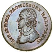 Warwickshire, Stratford-upon-Avon, Skidmore’s Halfpenny, bust of William Shakespeare left, rev. struck in honor...