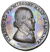Warwickshire, Stratford-upon-Avon, Westwood’s Farthing, bust of William Shakespeare right, rev. struck in honor...