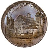 Worcestershire, Dudley, Edward Davies, Skidmore’s Penny, 1797, view of a restored portion of Dudley Priory, rev....