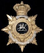 The Buffs (East Kent Regiment) Officer’s 1881 Pattern Helmet Plate. A worn example being a crowned eight pointed...