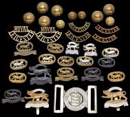 17th (Leicestershire) Regiment & The Leicestershire Regiment Regimental Insignia. Comprising an o/r shako plate 1869...