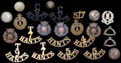 Hampshire Volunteer and Territorial Insignia. An interesting selection comprising cap badges to the 7th Battalion,...
