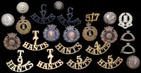 Hampshire Volunteer and Territorial Insignia. An interesting selection comprising cap badges to the 7th Battalion,...