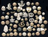 OTC Cap Badges, Shoulder Titles and Buttons. The caps include Herne Bay, Emanuel, Cranbrook, Bury, Leeds GS,...