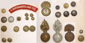 Northumberland Fusiliers Insignia. Including a 5th Fusiliers o/r glengarry badge (KK 425), an officer’s gilt...