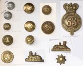 63rd/96th/& The Manchester Regiment Insignia. The former comprises an o/r glengarry badge (KK 525), a single brass...