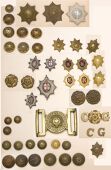 Coldstream, Irish and Welsh Guards Insignia. The Coldstream section includes six o/r pewter coatee buttons, an...