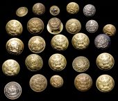 British Military Buttons. 33rd Regiment one officer’s small coatee 1853 - 55, one officer’s large gilt and one...