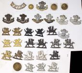 69th South Lincolnshire, 41st The Welsh and The Welsh Regiment Insignia. Comprising a 69th o/r brass glengarry badge...