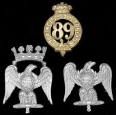 Princess Victoria’s (Royal Irish Fusiliers) Insignia. Including an 89th Regiment glengarry badge (KK 561), one...
